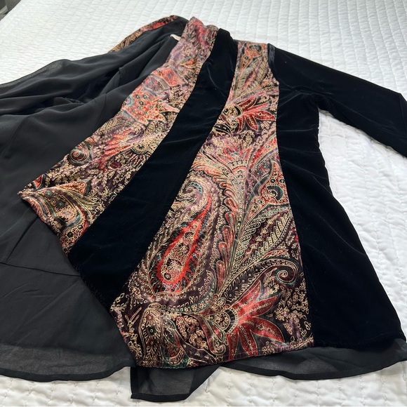 Soft Surroundings Vintage Duster Open Front Boho Velvet Fairy Whimsygoth Print - Picture 8 of 11